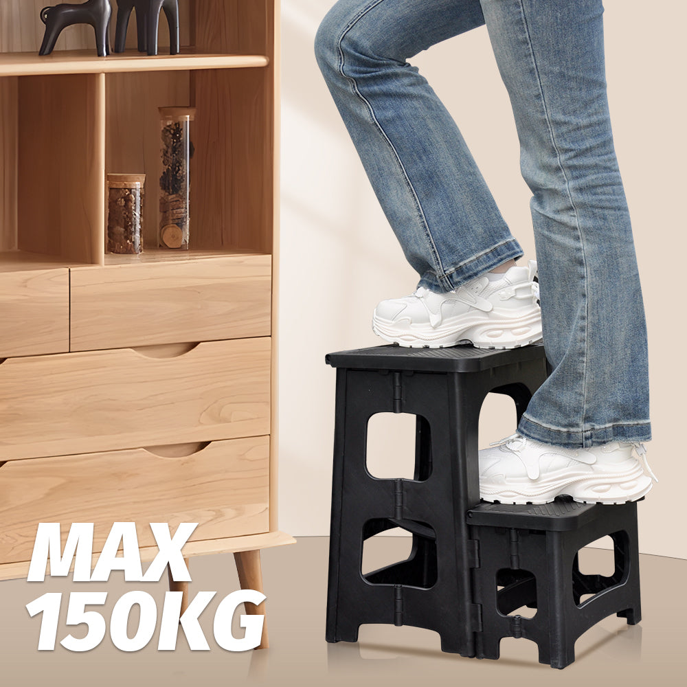 Multipurpose Portable Folding 2 Step Stool Non-Slip PP Collapsible Step Ladder Stool For Office Garage Library Closet Bathroom Kitchen Household Car RV - Image 3