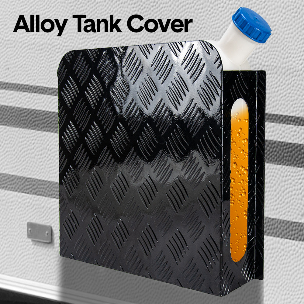 Diesel Tank Cover Double Side Sight Gauge Below Cut for Fuel Pick Up 10/15 L Tank Black Aluminium Alloy Checker Plate Fit Opening Protective Cover - Image 2