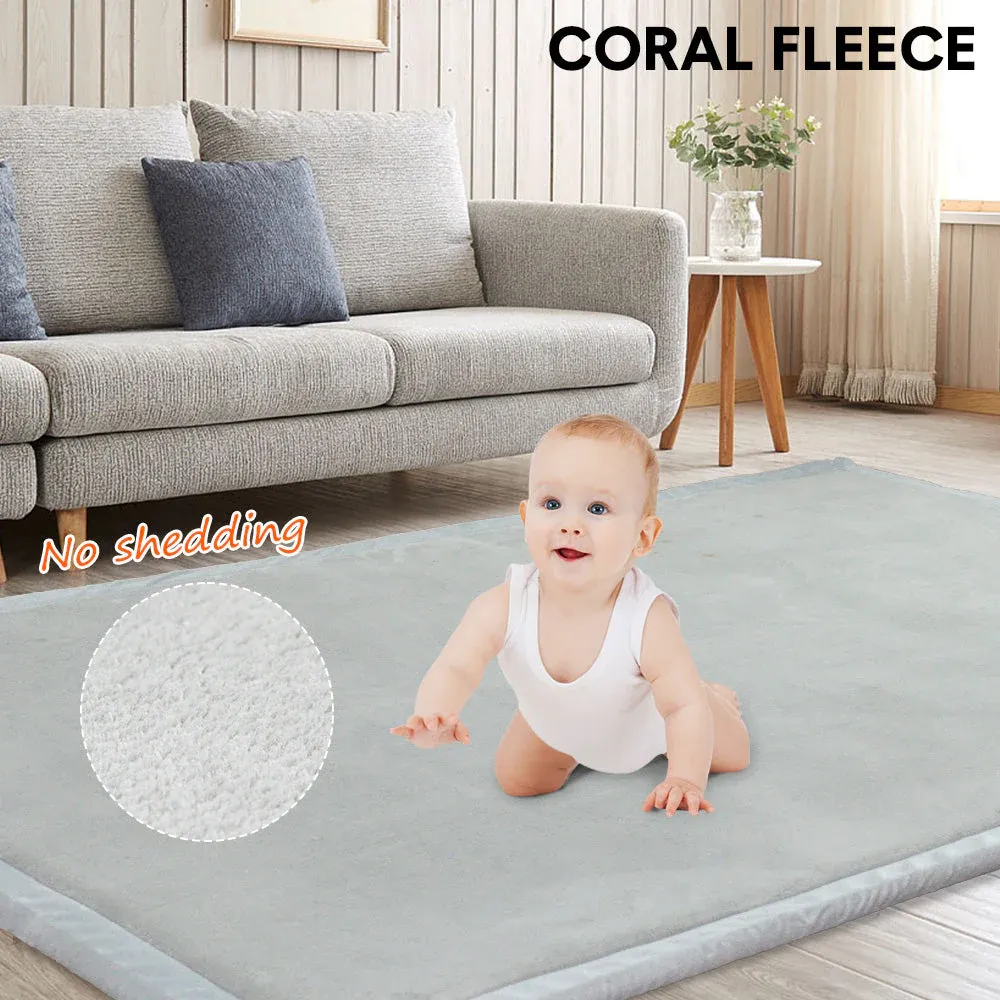 Tatami Memory Foam Mat Baby Playmat Coral Velvet Relaxing Pad Crawling Non Slip Home Thick Carpet Play Area 150x200x3cm for Nursery Baby Toddler Gray - Image 5
