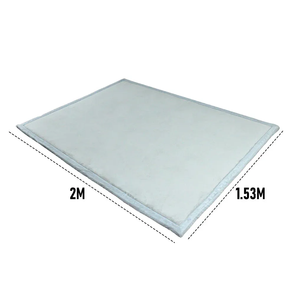 Tatami Memory Foam Mat Baby Playmat Coral Velvet Relaxing Pad Crawling Non Slip Home Thick Carpet Play Area 150x200x3cm for Nursery Baby Toddler Gray - Image 8
