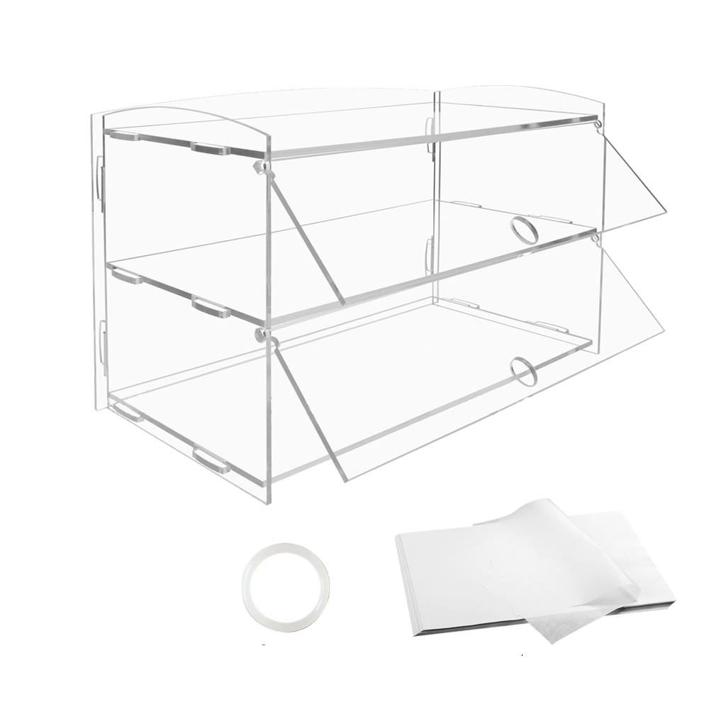 Alston 2-Tier Bakery Display Case Cabinet Pastry Acrylic Cupcake Donuts Cake Pastry Clear Display Cabinet Shelf Transparent Showcase 225x485x330mm - Image 1