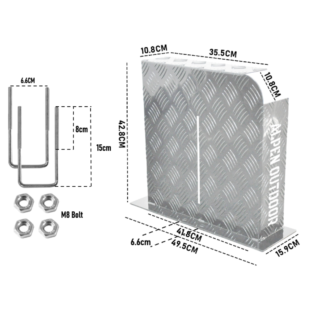 Alpen Outdoor Silver Fuel Tank Cover Right SideBase Mount 2mm Thickness Aluminium Diesel Heater Fuel Tank Cover Right for 10L 15L Silver - Image 8