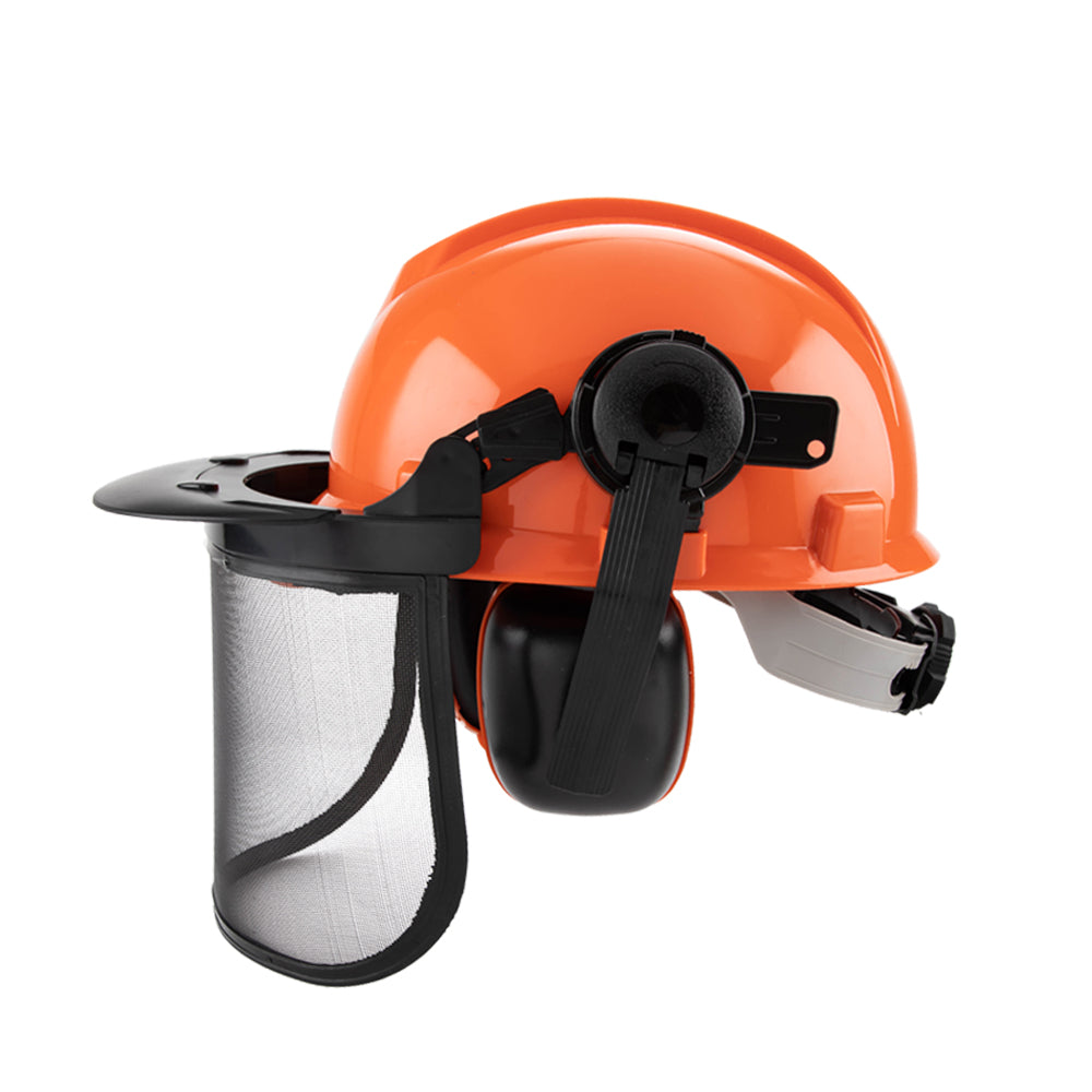 Chainsaw Brushcutter Hard Hat Safety Helmet Face Shield With Visor & Ear Muffs For Landscaping Gardening Lawn Mowing Edge Trimming CE Approved - Image 1