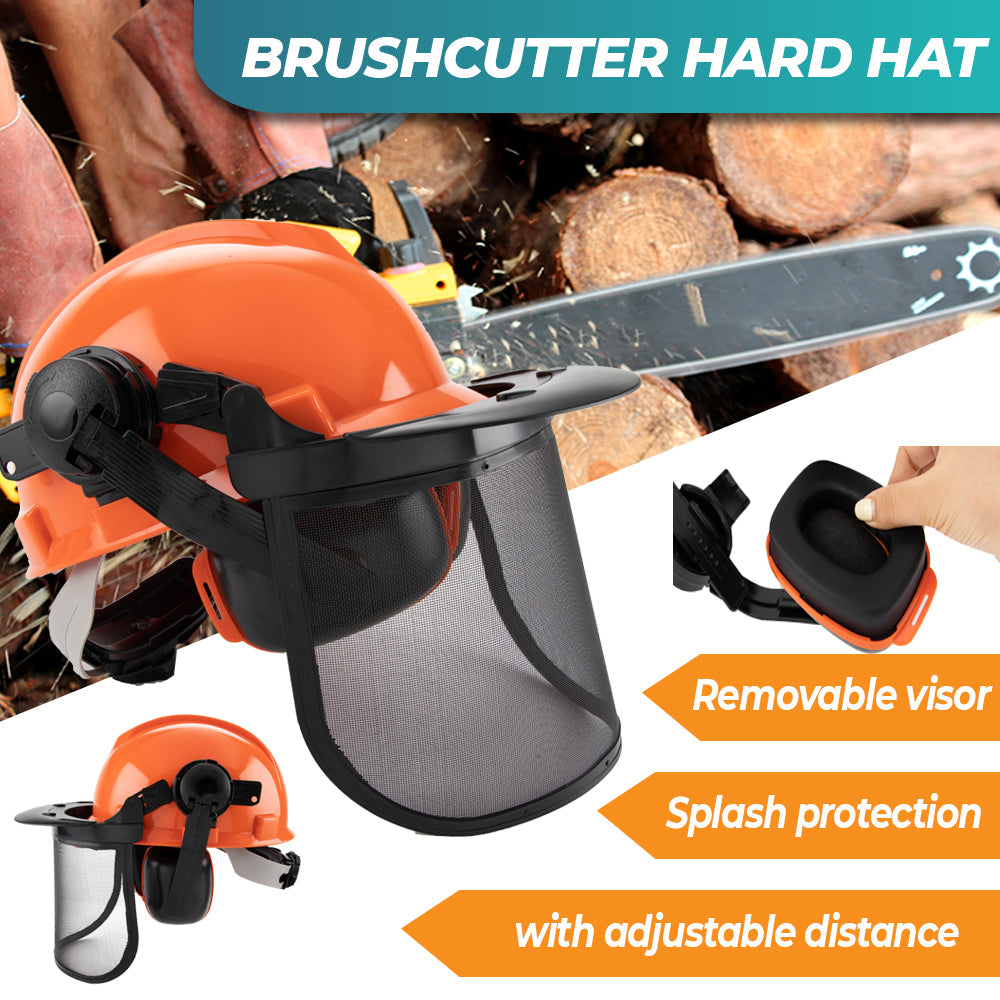 Chainsaw Brushcutter Hard Hat Safety Helmet Face Shield With Visor & Ear Muffs For Landscaping Gardening Lawn Mowing Edge Trimming CE Approved - Image 3