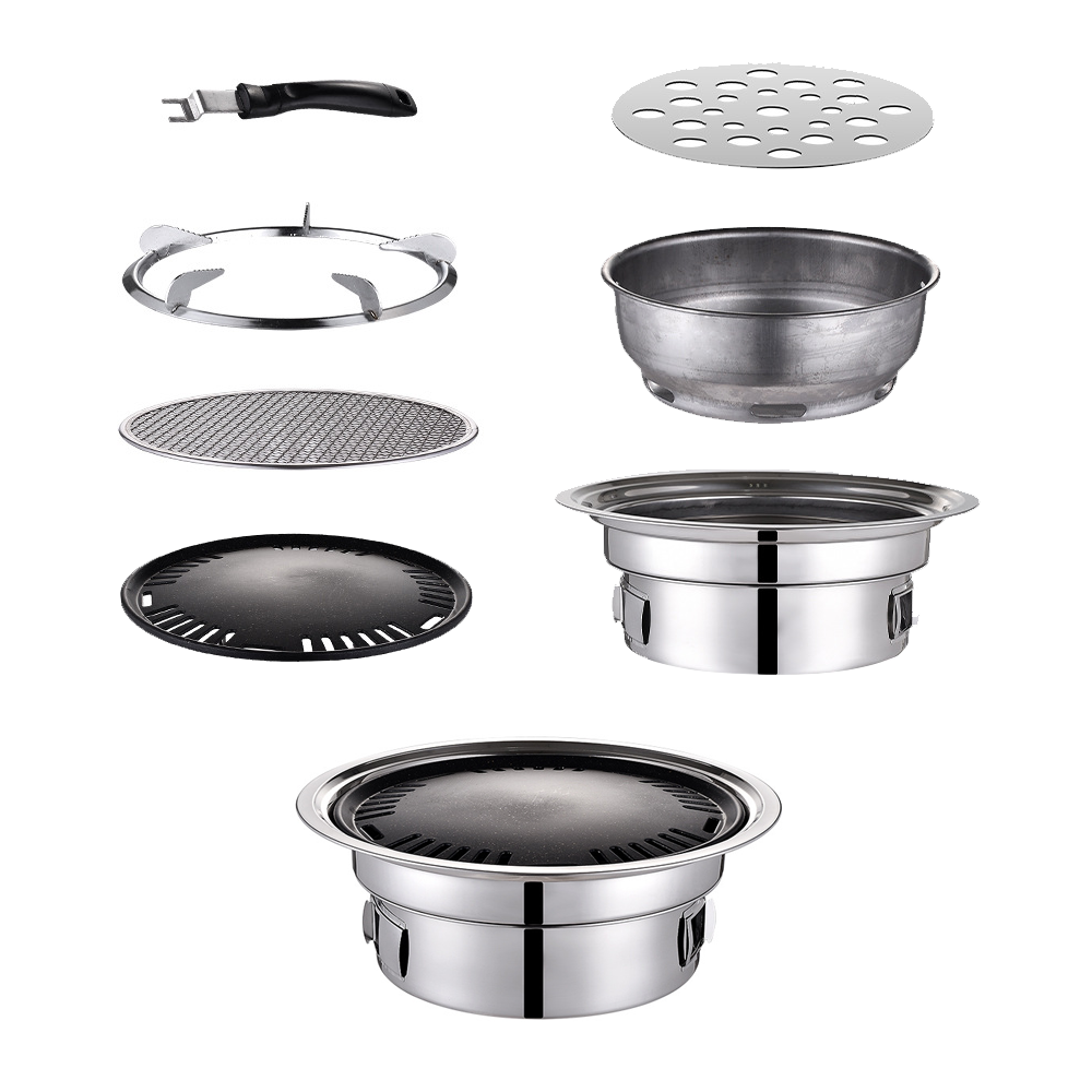 Portable Multifunctional Charcoal Barbecue Grill 13 Inch Stainless Steel BBQ Camping Grill Stove Tabletop Smoker Grill for Outdoor Indoor Picnic - Image 1