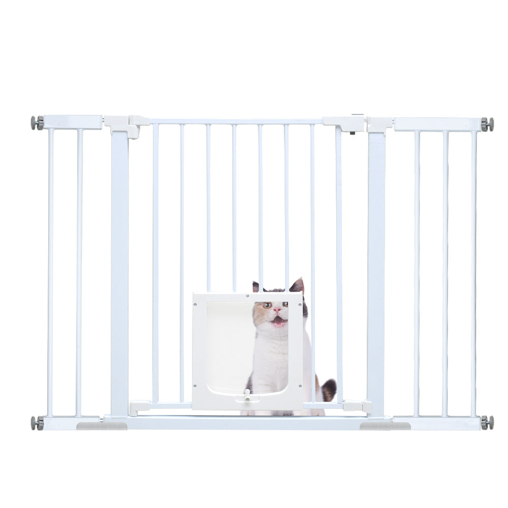 Alston 76cm Tall Baby Pet Security Gate Safety Adjustable Width with Cat Door for House Doorways Stairs Guard Extension Part Width 12cm/24cm Wall Mount - Image 1