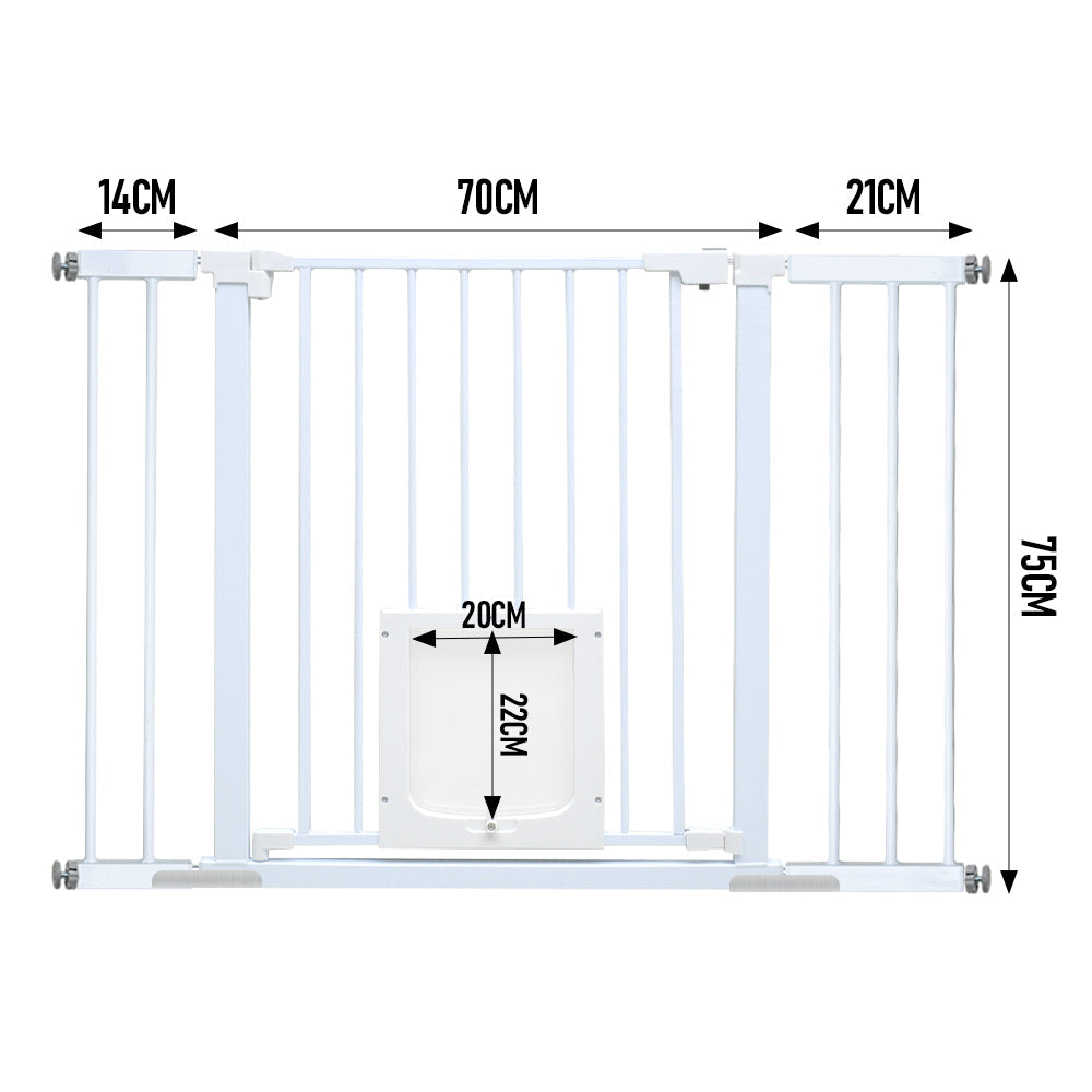 Alston 76cm Tall Baby Pet Security Gate Safety Adjustable Width with Cat Door for House Doorways Stairs Guard Extension Part Width 12cm/24cm Wall Mount - Image 8