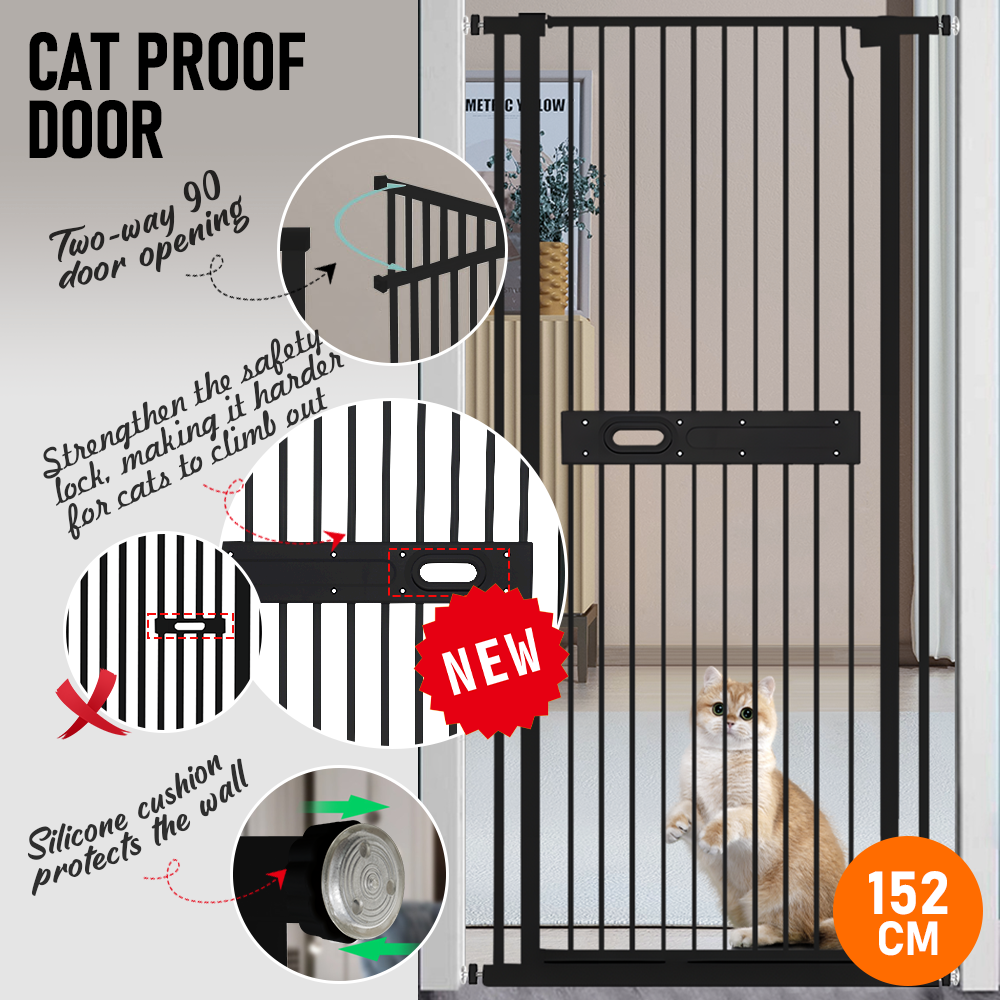 Alston Extra Tall 150cm Baby Pet Security Gate Balck Safety Gate Easy Fit Fence Two Way Opening No Drill Needed - Image 3