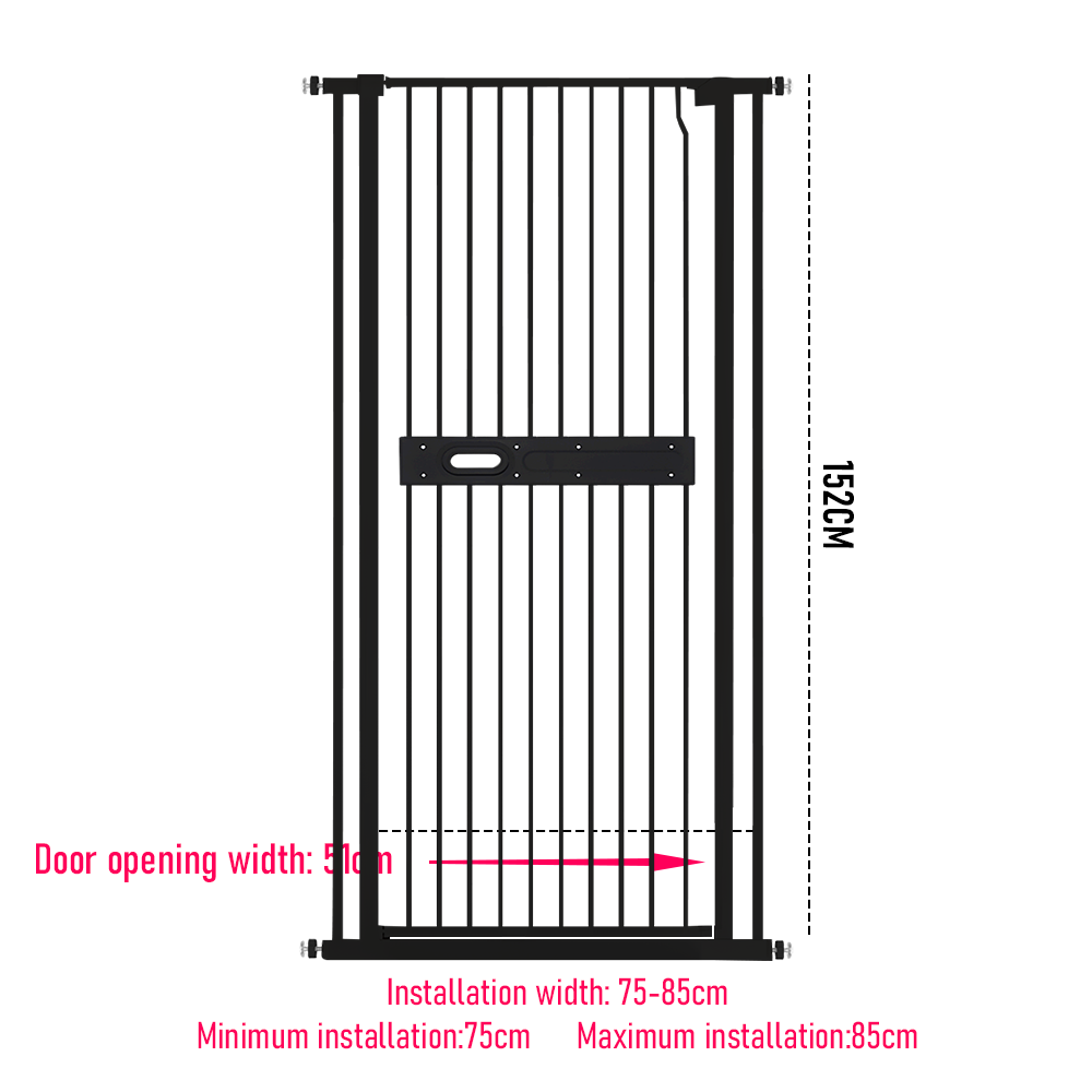 Alston Extra Tall 150cm Baby Pet Security Gate Balck Safety Gate Easy Fit Fence Two Way Opening No Drill Needed - Image 7