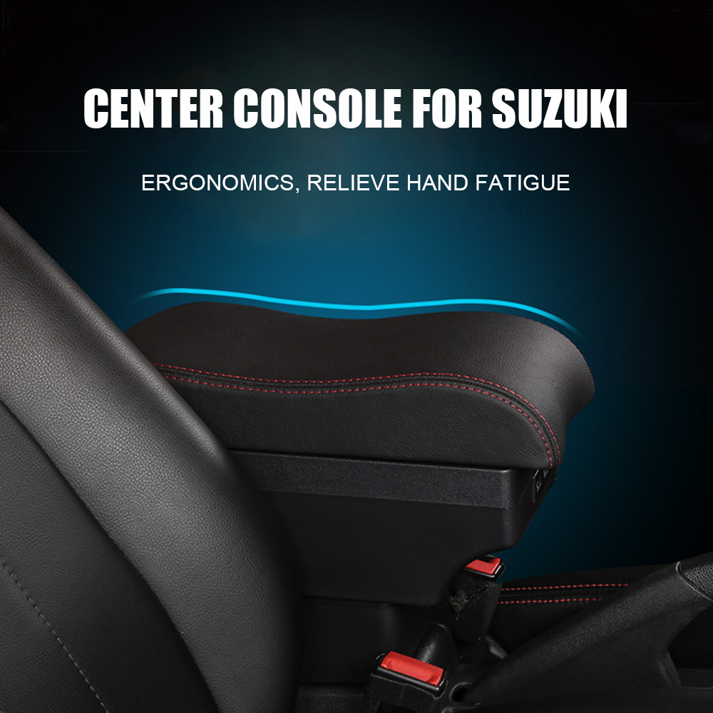 Suzuki Swift 2005-2021 Center Central Storage Car Console Seat Armrest Box Durable ABS Armrest Box Replacement Double Layer Black With USB Cable - Image 6