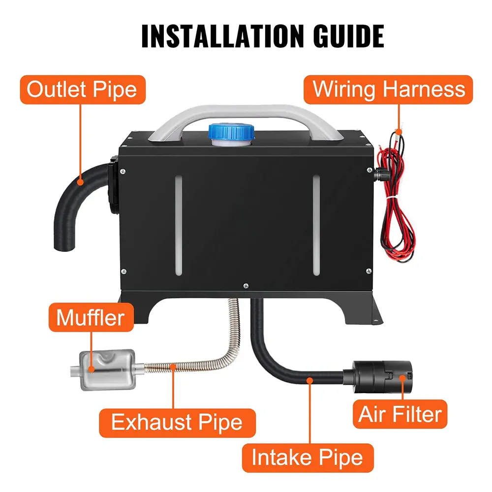 Diesel Air Heater 12V 8KW Tank Portable Heater Thermostat With Remote Control and LCD Display for Car Truck Boat RV Campers Caravan Motorhome - Image 7
