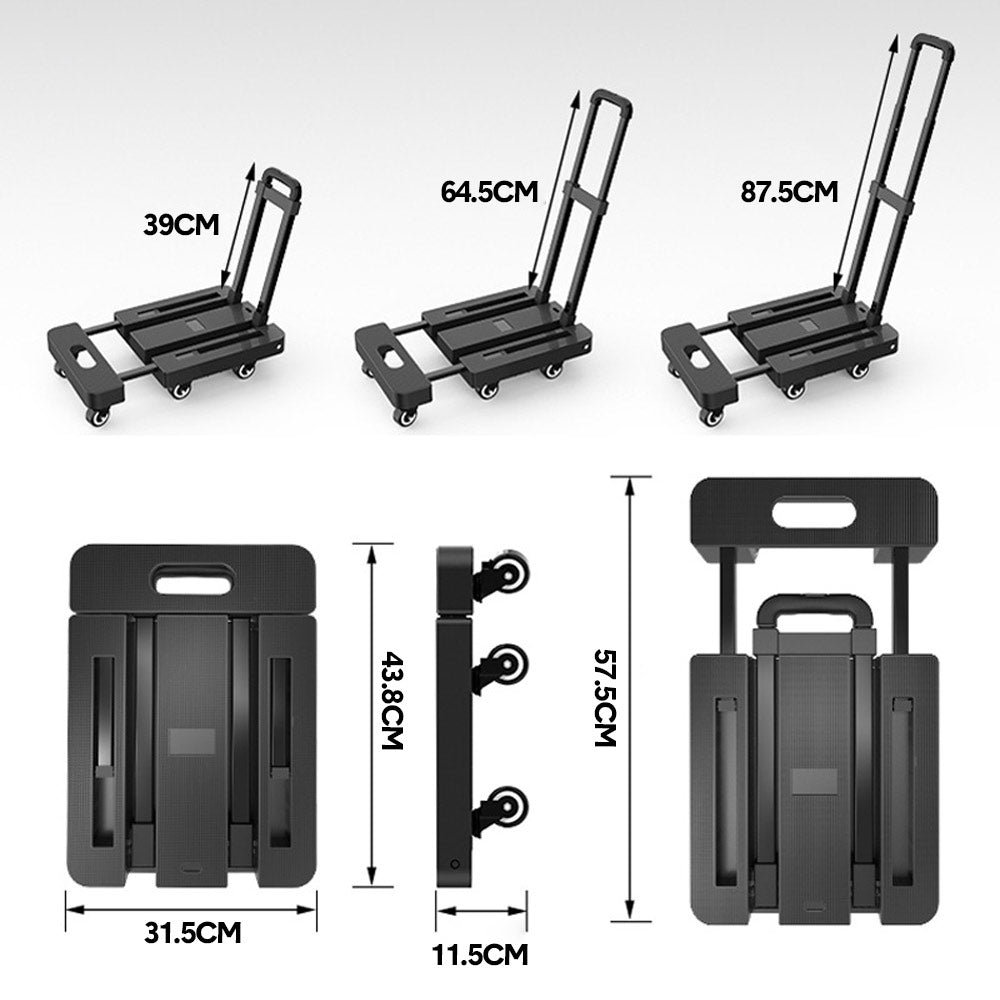 6-Wheel Folding Hand Truck Heavy Duty 227kg Capacity Collapsible Trolley with Elastic Strap Triple-Axle All-Terrain Design Moving RV Camping Warehouse - Image 8