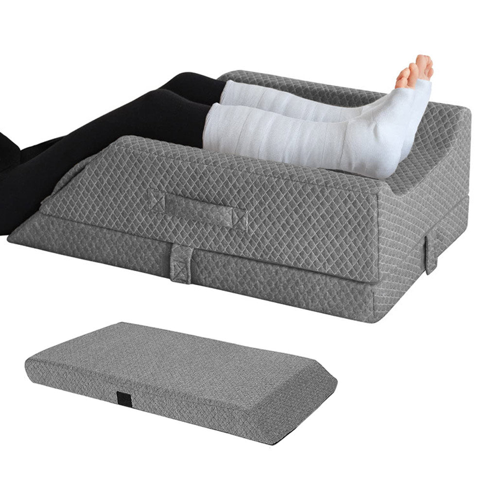 Leg Wedge Ergonomic Booster 3-Height Adjustable Memory Foam Leg Support Pillow with Washable Cover for Ankle Foot Rest Surgery Recovery and Pain Relief - Image 1