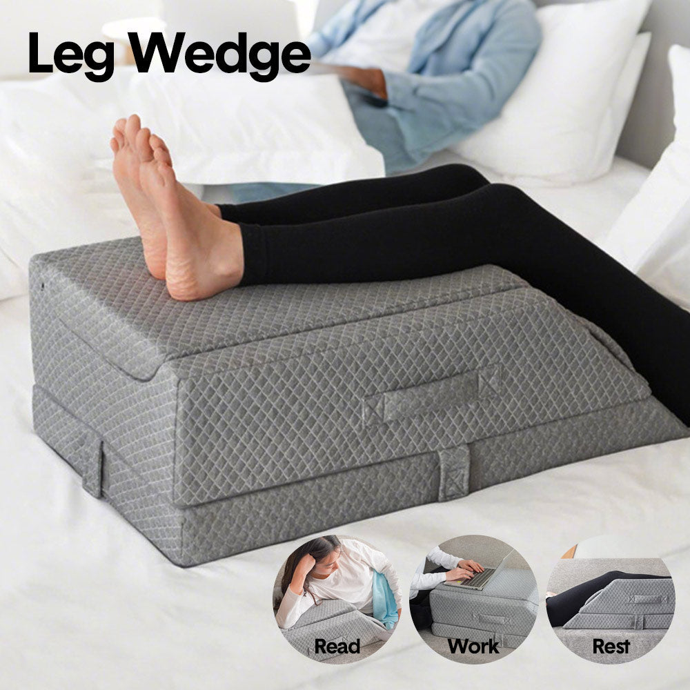 Leg Wedge Ergonomic Booster 3-Height Adjustable Memory Foam Leg Support Pillow with Washable Cover for Ankle Foot Rest Surgery Recovery and Pain Relief - Image 2