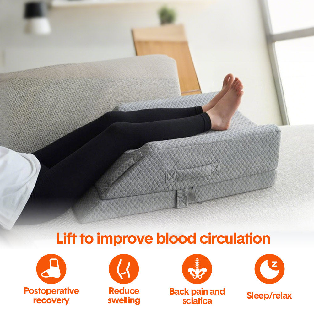 Leg Wedge Ergonomic Booster 3-Height Adjustable Memory Foam Leg Support Pillow with Washable Cover for Ankle Foot Rest Surgery Recovery and Pain Relief - Image 3