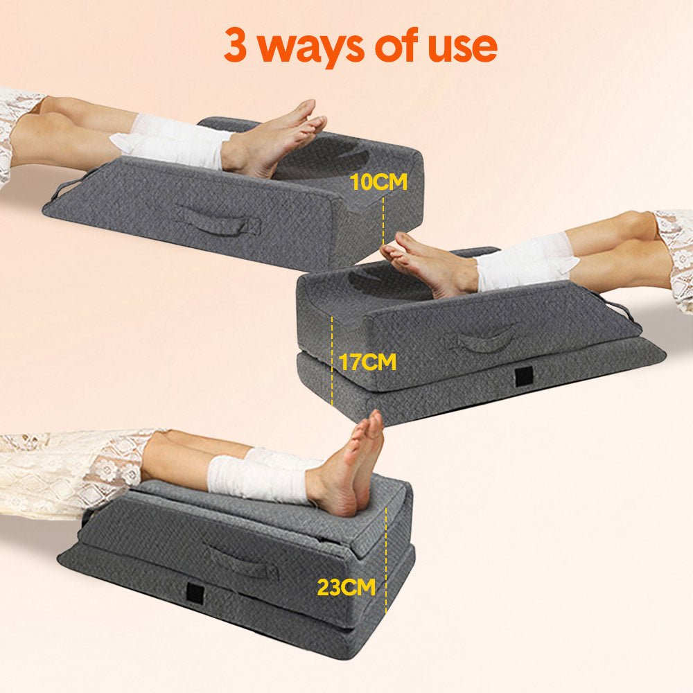 Leg Wedge Ergonomic Booster 3-Height Adjustable Memory Foam Leg Support Pillow with Washable Cover for Ankle Foot Rest Surgery Recovery and Pain Relief - Image 5