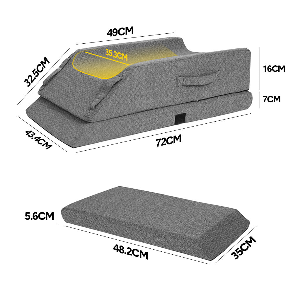 Leg Wedge Ergonomic Booster 3-Height Adjustable Memory Foam Leg Support Pillow with Washable Cover for Ankle Foot Rest Surgery Recovery and Pain Relief - Image 7