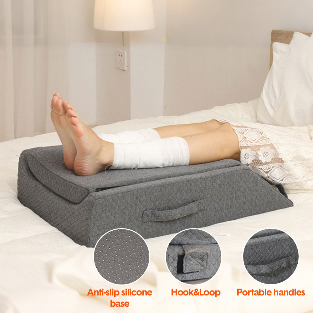 Leg Wedge Ergonomic Booster 3-Height Adjustable Memory Foam Leg Support Pillow with Washable Cover for Ankle Foot Rest Surgery Recovery and Pain Relief - Image 8