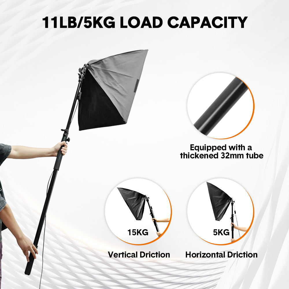 Handheld Boom Pole Stand Light Portable Telescopic Stand Max 3m with Lock and Shoulder Strap For Studio Strobe Light Flash Microphone Speedlight Support - Image 4