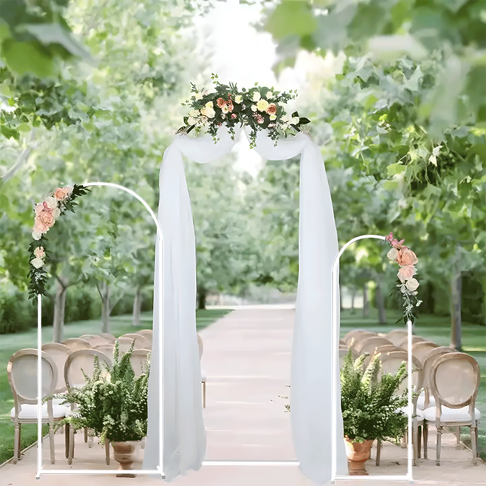 Metal Arch Backdrop White Stand Wedding Arch Stand Set of 3 (6FT/5FT/4FT) Square Arched Frame for Outdoor Birthday Party Ceremony - Image 8