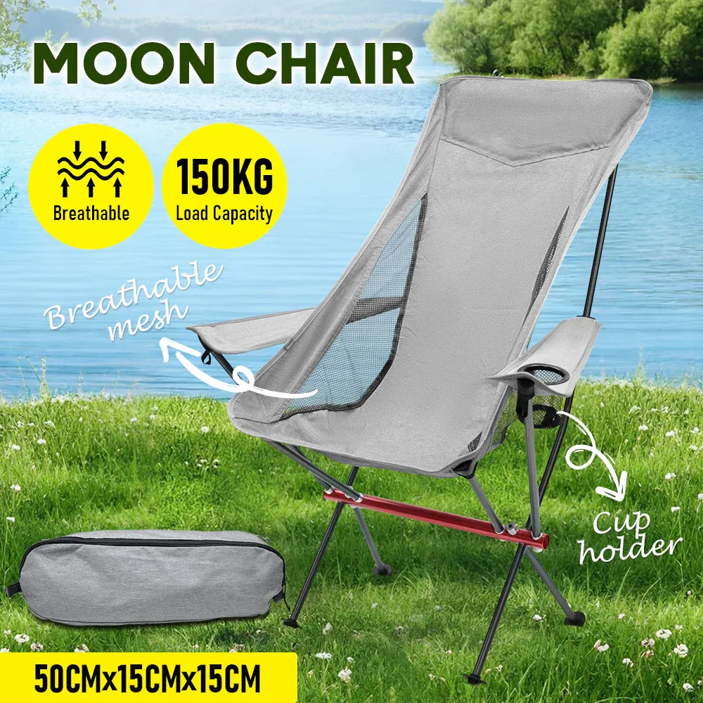 Ultra-Light 1.5KG Portable Folding Rock Camping Chair No Tools Setup 150kg Capacity Heat-Resistant Oxford Fabric Armrests Design with Side Pockets - Image 2