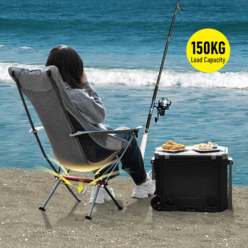 Ultra-Light 1.5KG Portable Folding Rock Camping Chair No Tools Setup 150kg Capacity Heat-Resistant Oxford Fabric Armrests Design with Side Pockets - Image 3