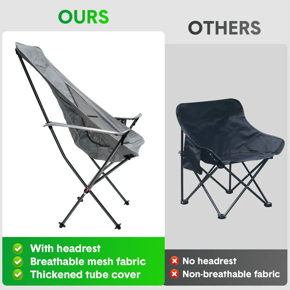 Ultra-Light 1.5KG Portable Folding Rock Camping Chair No Tools Setup 150kg Capacity Heat-Resistant Oxford Fabric Armrests Design with Side Pockets - Image 4