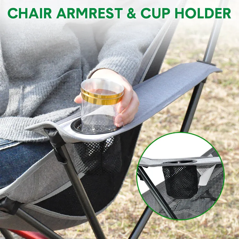 Ultra-Light 1.5KG Portable Folding Rock Camping Chair No Tools Setup 150kg Capacity Heat-Resistant Oxford Fabric Armrests Design with Side Pockets - Image 5