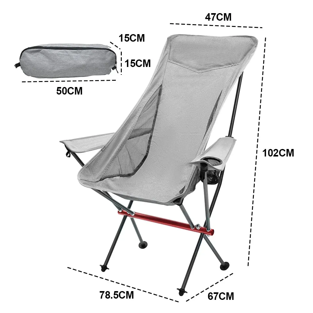 Ultra-Light 1.5KG Portable Folding Rock Camping Chair No Tools Setup 150kg Capacity Heat-Resistant Oxford Fabric Armrests Design with Side Pockets - Image 8