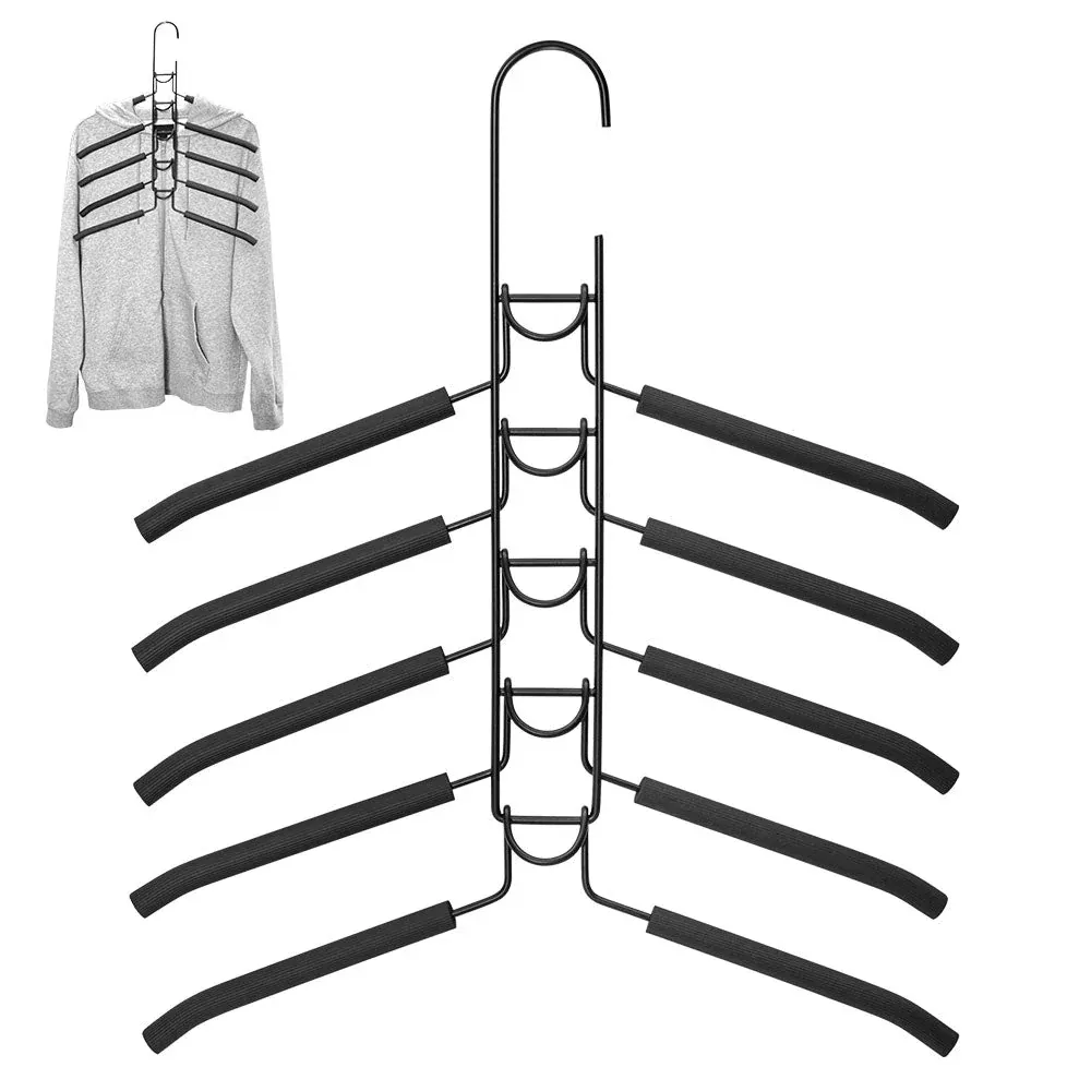 8 Sets Magic Clothes Hangers Detachable 5-in-1 Multilayer Carbon Steel Coat Hanger with Anti-Slip Foam Sleeves Space Saving for Wardrobe Closet Storage - Image 1