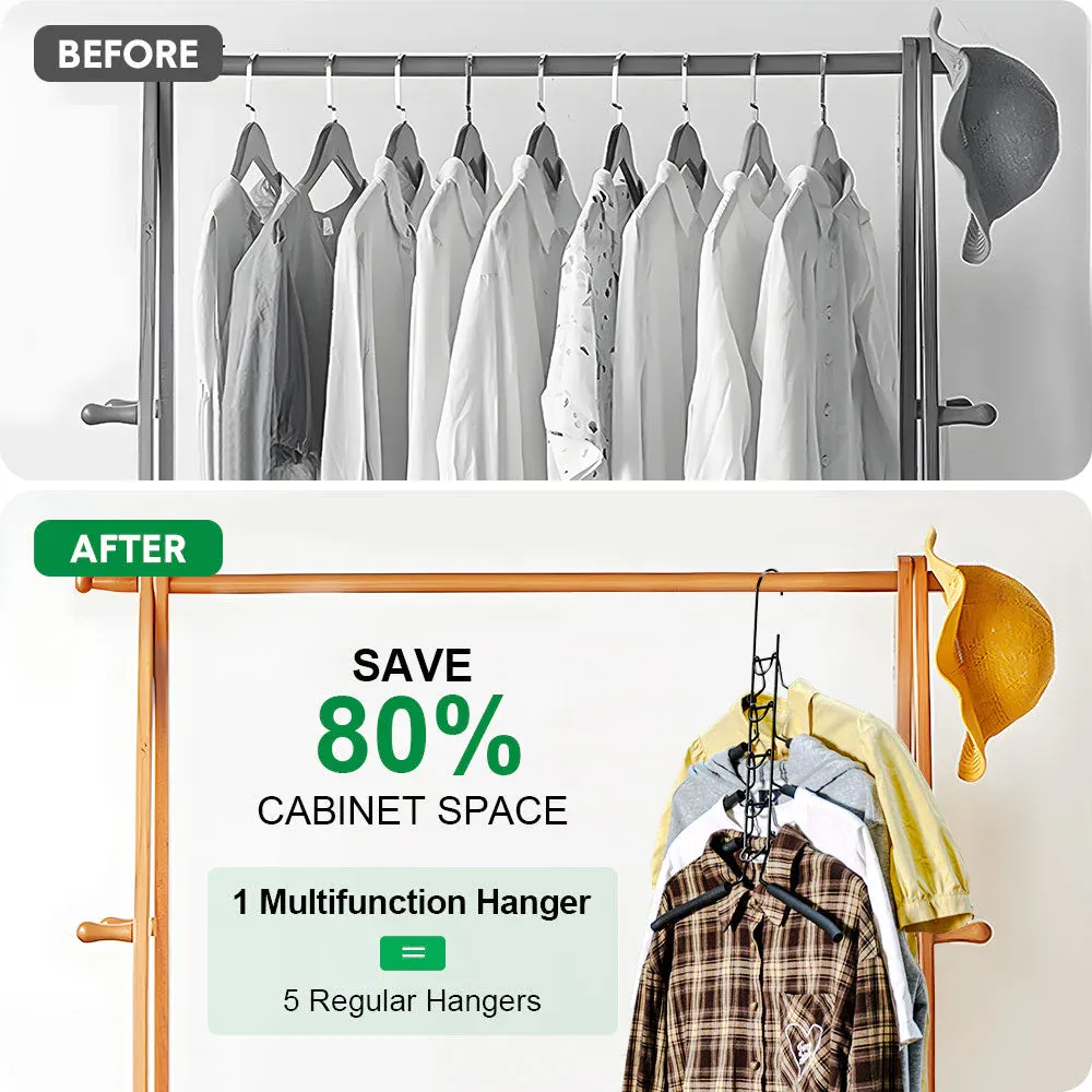 8 Sets Magic Clothes Hangers Detachable 5-in-1 Multilayer Carbon Steel Coat Hanger with Anti-Slip Foam Sleeves Space Saving for Wardrobe Closet Storage - Image 5