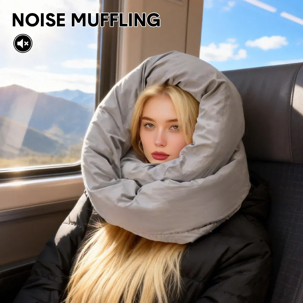 2Pcs Travel Pillow Wrap Comfort Adjustable Neck Support Pillow Scarf for Airplane Travel Sleep Nap Machine Washable and Portable Soft Neck Pillow Grey - Image 4