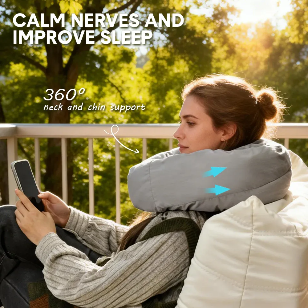 2Pcs Travel Pillow Wrap Comfort Adjustable Neck Support Pillow Scarf for Airplane Travel Sleep Nap Machine Washable and Portable Soft Neck Pillow Grey - Image 5