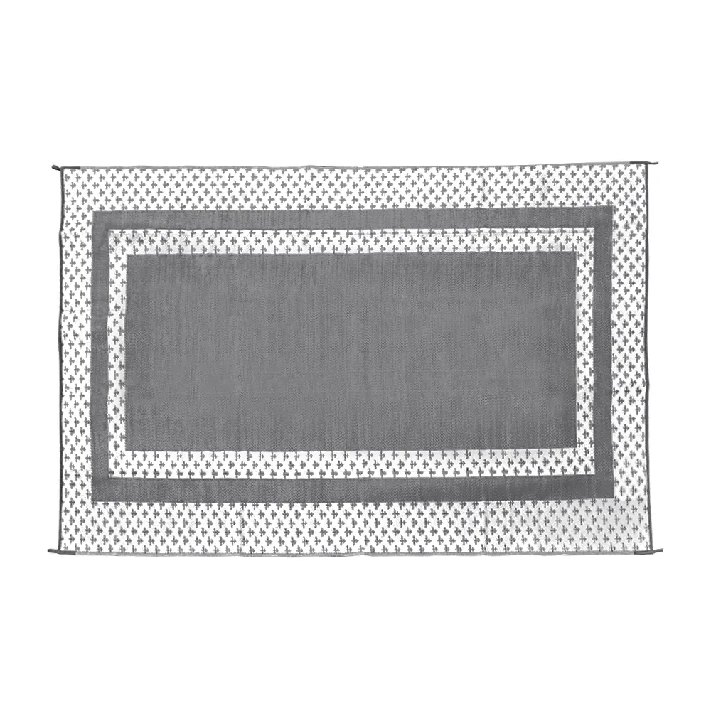 Large Outdoor Rug 275x365cm Weatherproof Plastic Weave Mat Washable Outside Solid Carpet Easy Care for Patio Deck Backyard Garden RV Camping Silver Grey - Image 6