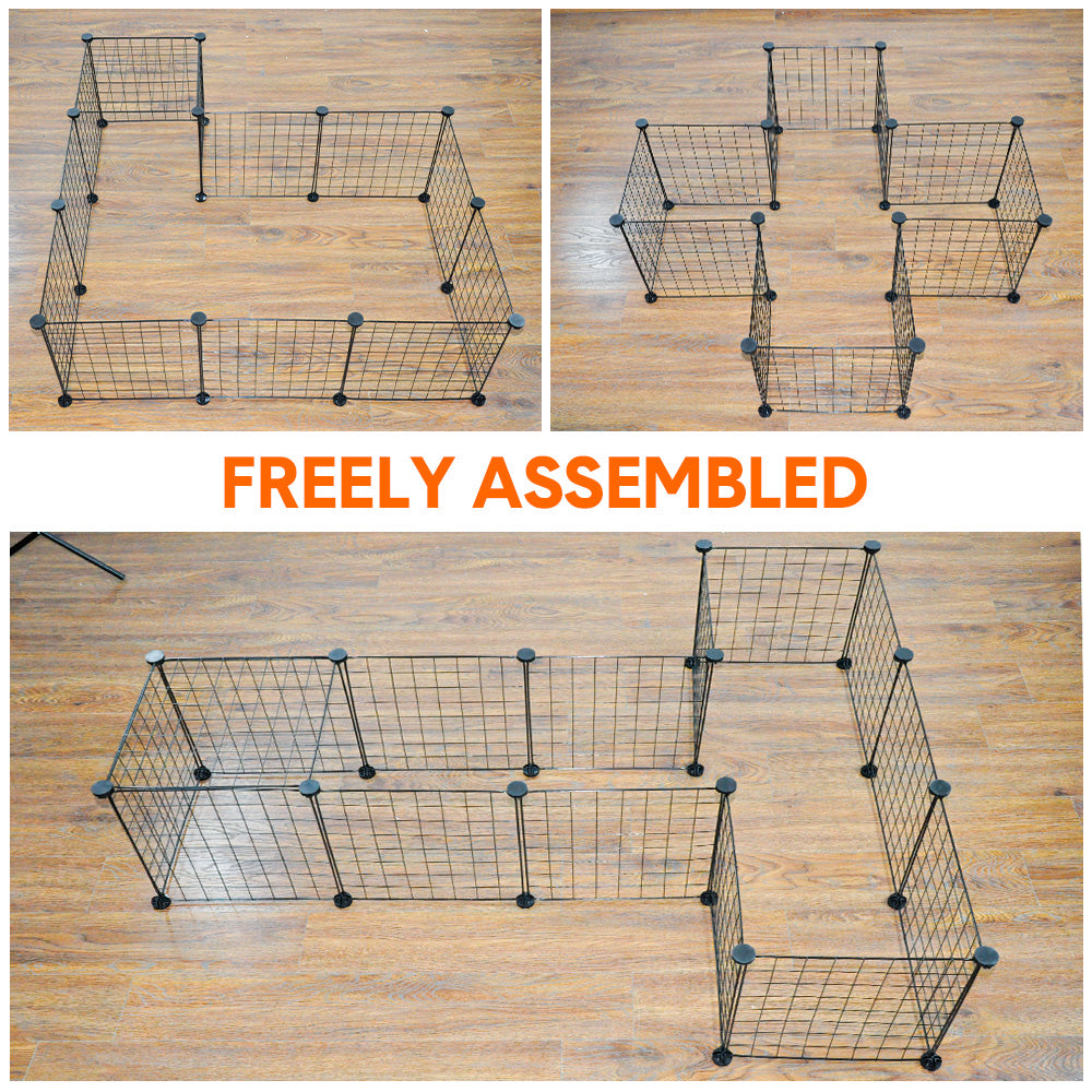 Pet Playpen Foldable Metal Pet Cage Enclosure Puppy Fence 16 Panels with Connection Clips for Small Animal Puppy Rabbit Kitten Turtle Indoor Outdoor Black - Image 8