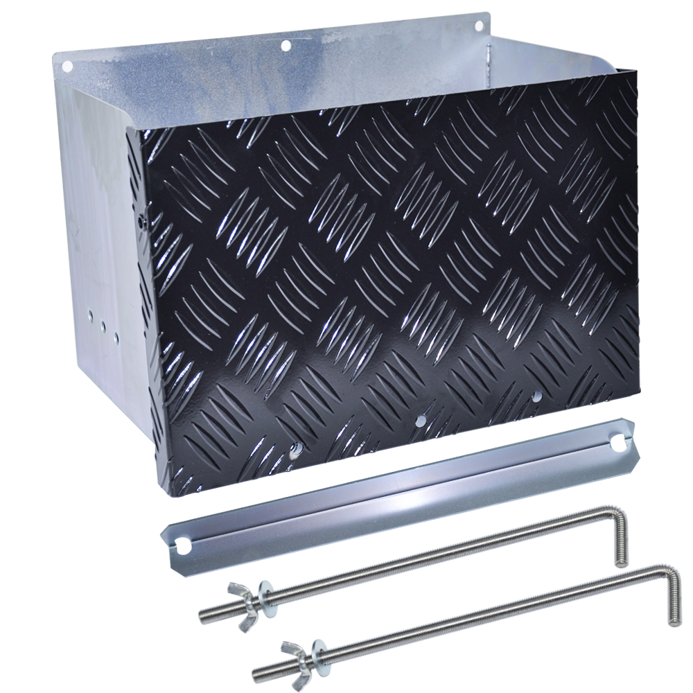 Battery Box Set Sturdy Galvanized Trailer Caravan Boat Spare Part with Lid and Hole for Secure Suits battery up to 160mm deep x 350mm wide Height 250mm - Image 1