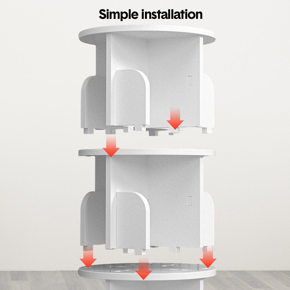 4 Tier Rotating Bookshelf PVC Freestanding Corner Rack Bookcase Multifunctional Spinning 360 Storage Shelf Organizer for Home Office Space-Saving White - Image 5