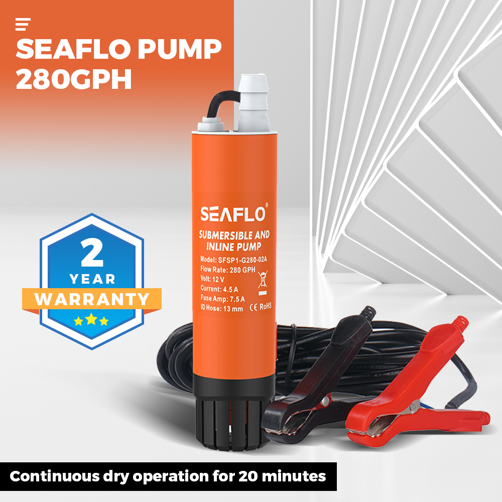 SEAFLO Submersible Inline Pump 12V 280GPH Transfer Pump Water Resistant High Pressure Washing Water Diesel Pump For RV Marine Boat Caravan - Image 2