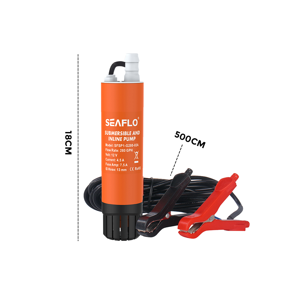 SEAFLO Submersible Inline Pump 12V 280GPH Transfer Pump Water Resistant High Pressure Washing Water Diesel Pump For RV Marine Boat Caravan - Image 8