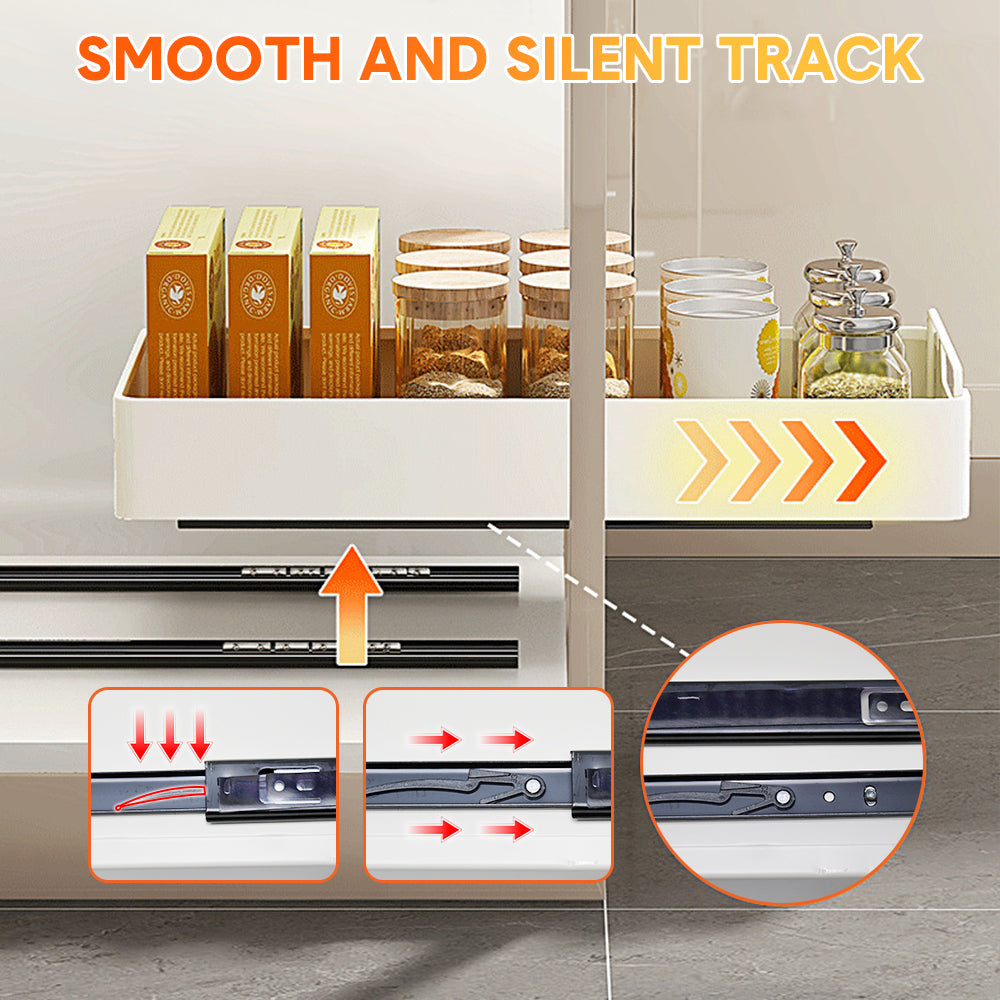 2 Pack Sliding Out Drawer Pull Out Storage Cabinet Under Sink Organiser with Adhesive Nano Film for Kitchen Pantry Bathroom Cabinet Organizer Max Load 27KG - Image 3