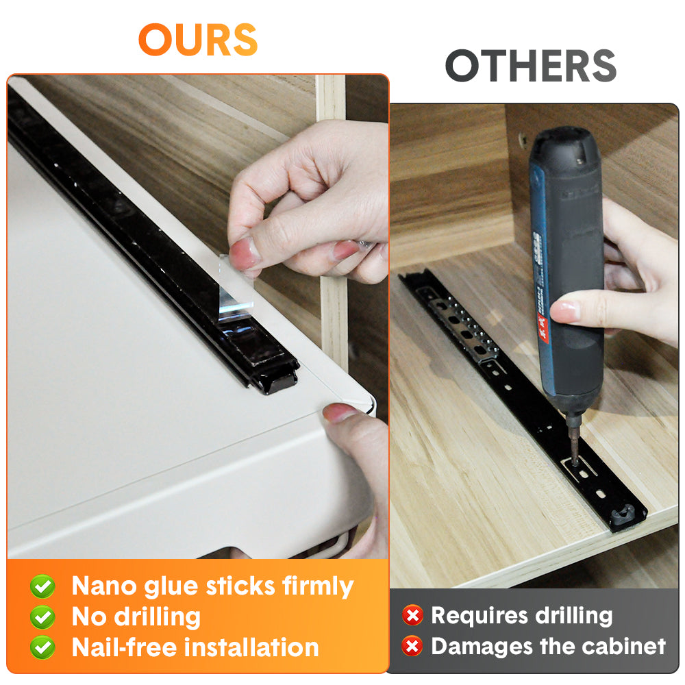 2 Pack Sliding Out Drawer Pull Out Storage Cabinet Under Sink Organiser with Adhesive Nano Film for Kitchen Pantry Bathroom Cabinet Organizer Max Load 27KG - Image 7