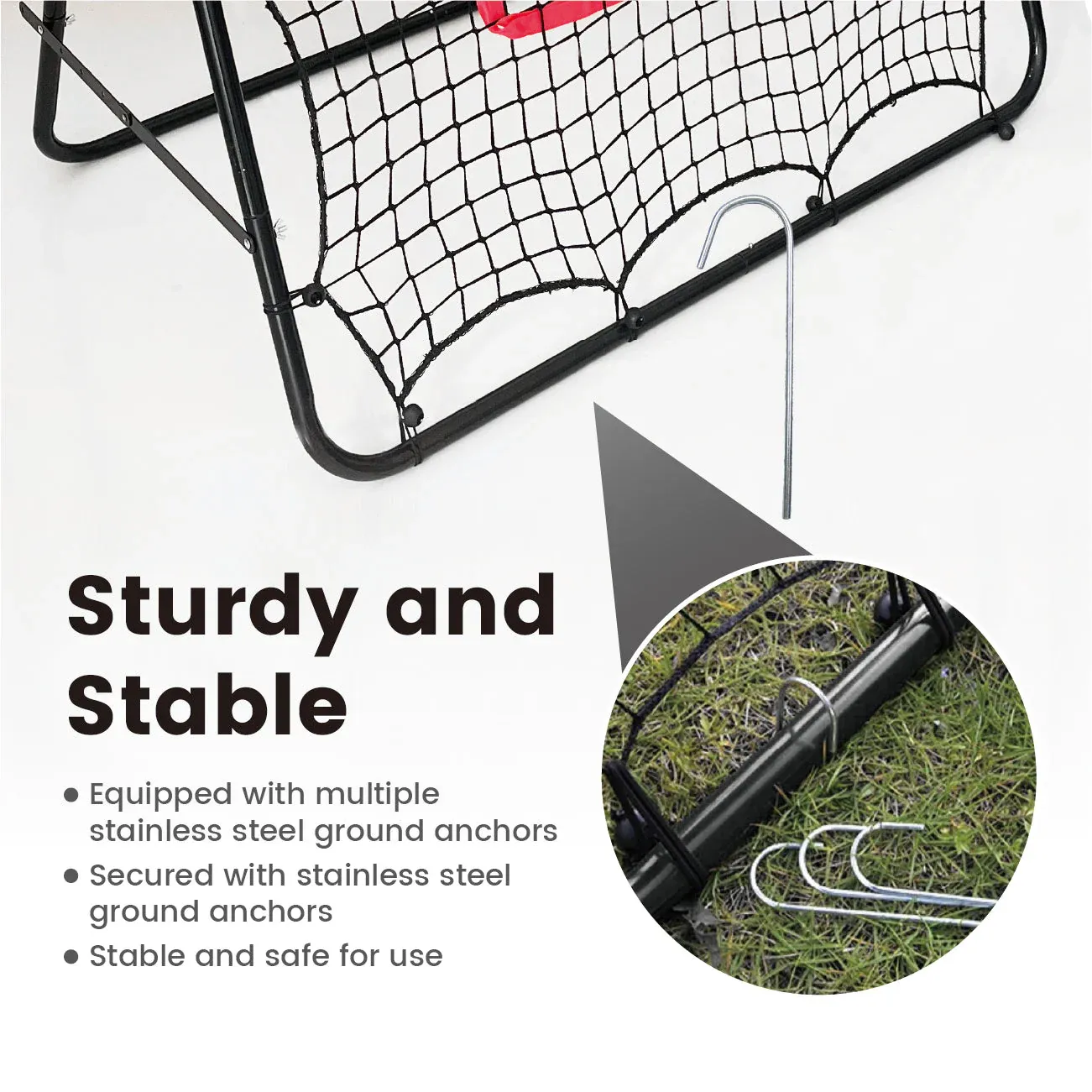1m Football Rebounder Net Soccer Training Kickback Target Bounce Wall Detachable Metal Frame and PE Net For Passing Shooting Practice Sports Skills Trainer - Image 4