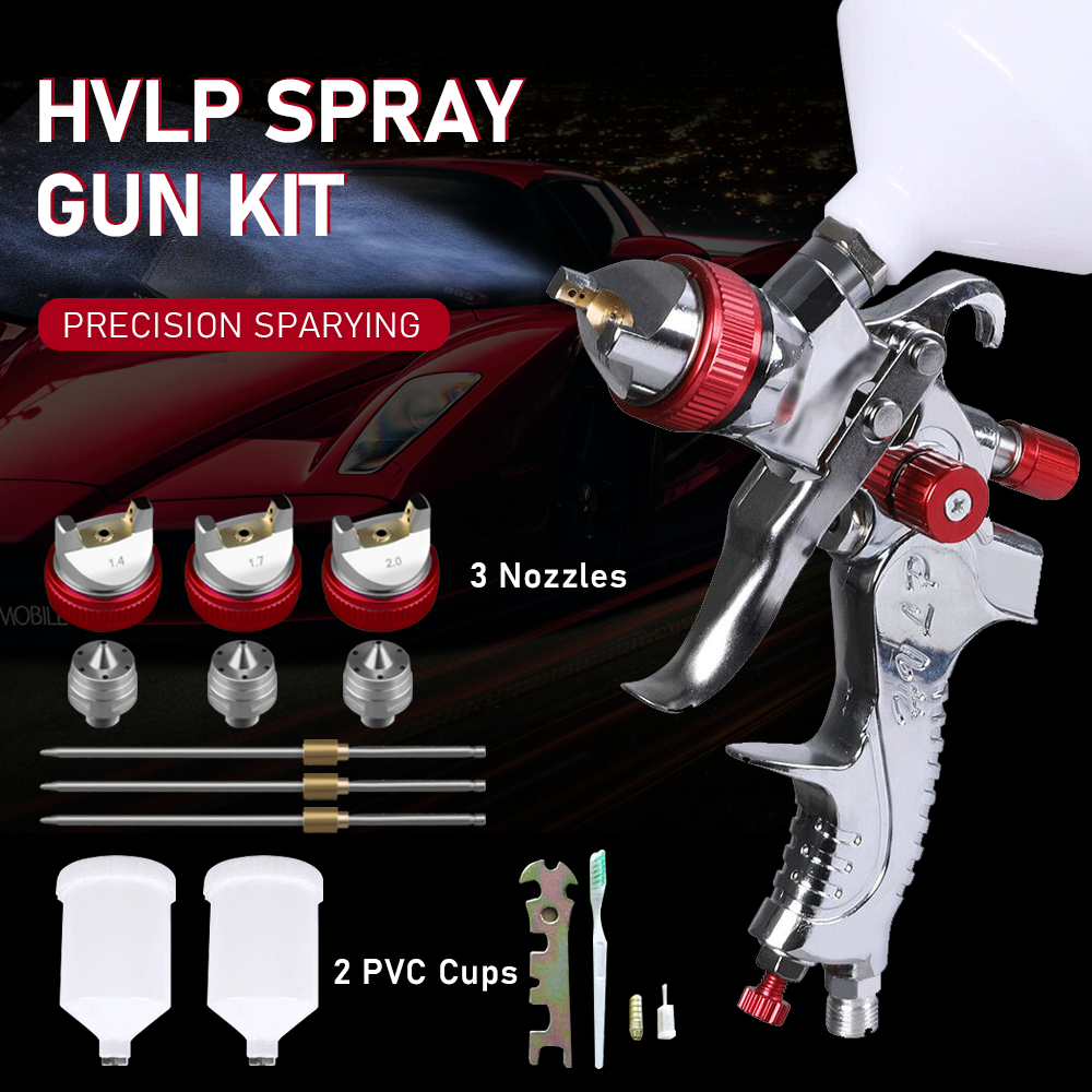 Air Spray Gun HVLP Kit Paint Gun Gravity Feed Air Spray Gun Airbrush Painting Tool 3 Nozzle 1.4mm 1.7mm 2mm With Tips for Wall Fencing Decking Painting - Image 2