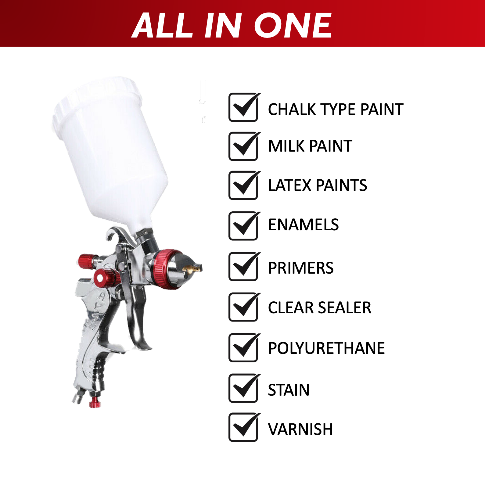 Air Spray Gun HVLP Kit Paint Gun Gravity Feed Air Spray Gun Airbrush Painting Tool 3 Nozzle 1.4mm 1.7mm 2mm With Tips for Wall Fencing Decking Painting - Image 3