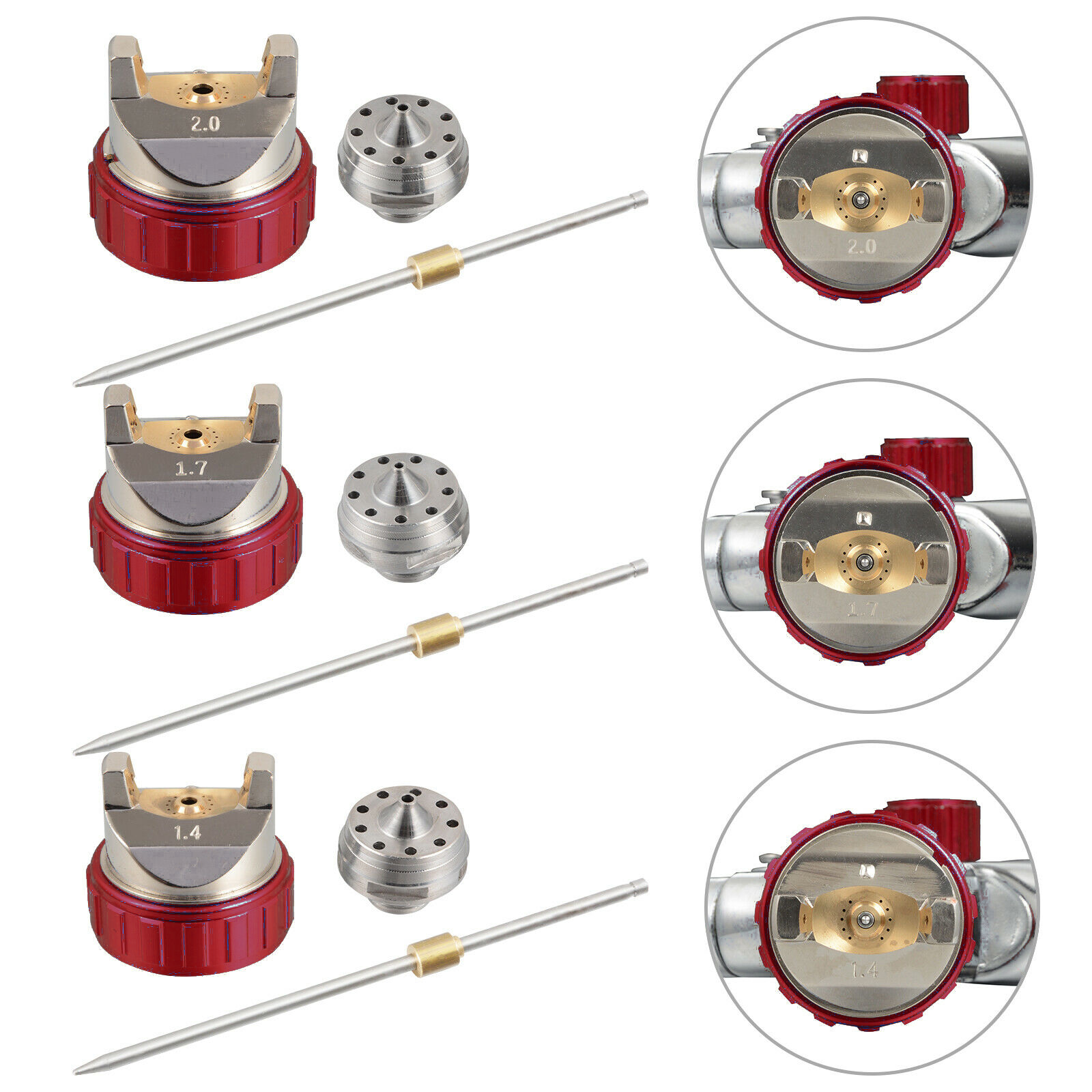 Air Spray Gun HVLP Kit Paint Gun Gravity Feed Air Spray Gun Airbrush Painting Tool 3 Nozzle 1.4mm 1.7mm 2mm With Tips for Wall Fencing Decking Painting - Image 5