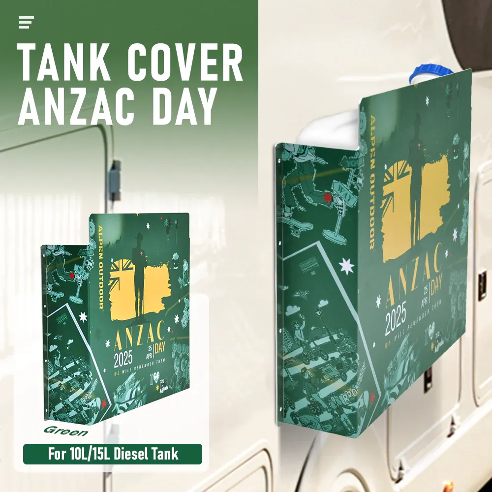 Alpen Outdoor Diesel Tank Cover Silver Gas Tank Bracket 2mm Thick Aluminium Tank Mounting Holder Fit for 10L/15L Tank for Caravan Trailer Toolbox Left Right ANZAC Green - Image 2