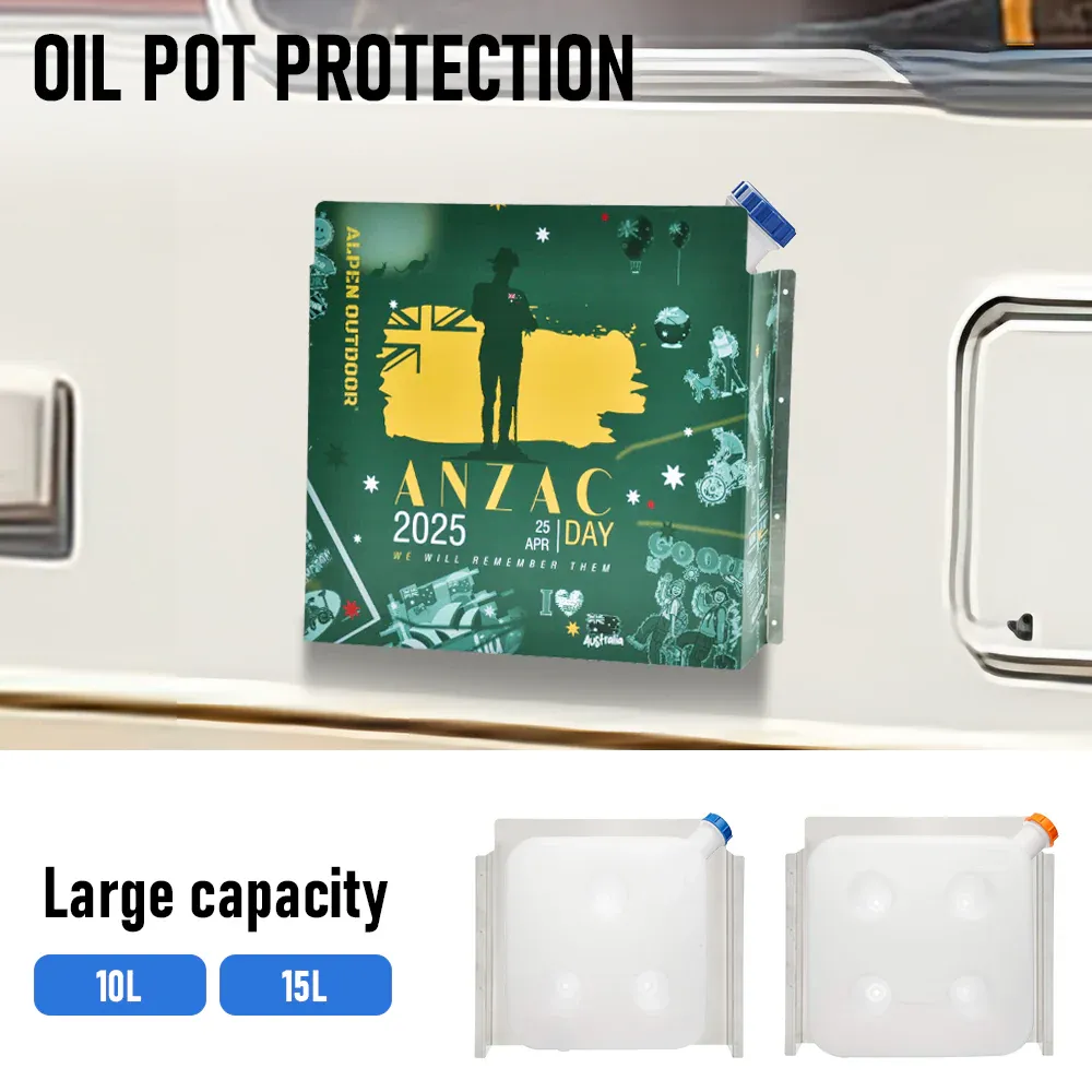 Alpen Outdoor Diesel Tank Cover Silver Gas Tank Bracket 2mm Thick Aluminium Tank Mounting Holder Fit for 10L/15L Tank for Caravan Trailer Toolbox Left Right ANZAC Green - Image 4