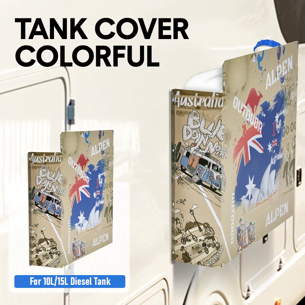 Alpen Outdoor Diesel Tank Cover Silver Gas Tank Bracket 2mm Thick Aluminium Tank Mounting Holder Fit for 10L/15L Tank for Caravan Trailer Toolbox Left Right AU Flag - Image 2