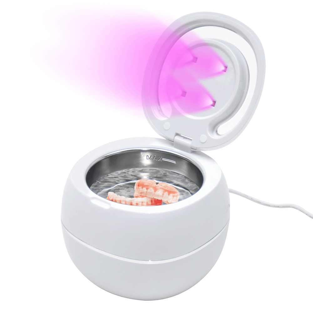 Ultrasonic UV Cleaner Portable 42khz Dual Mode Cleaner 180-220ml with Chamber and Timer for Dentures Aligner Retainer Dental and Jewellery Cleaning Machine - Image 1