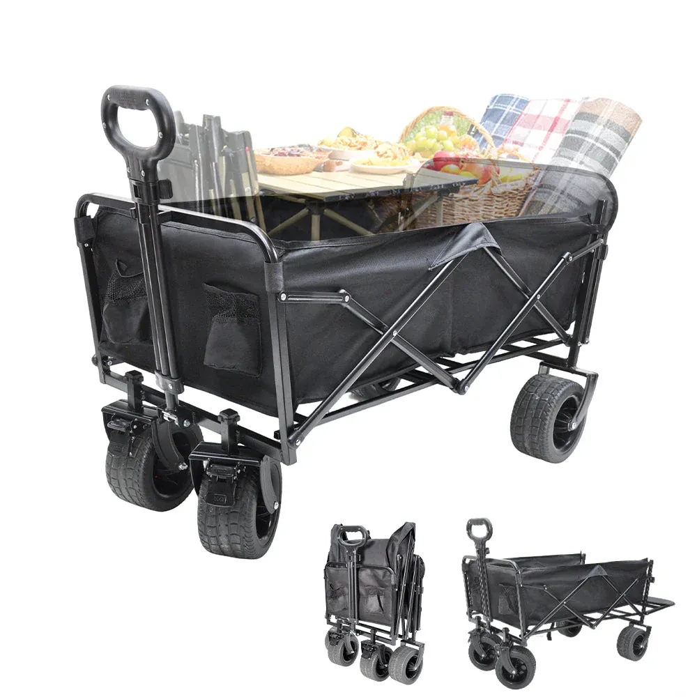 Foldable Camping Wagon 150L Portable Hand Trolley with All-Terrain Wheels and Tailgate For Outdoor Picnic Shopping Sports Max Load 200Kg Utility Cart - Image 1